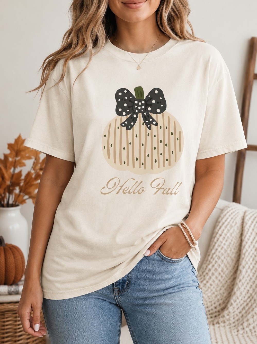 Hello Fall Cream Graphic Tee